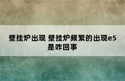 壁挂炉出现 壁挂炉频繁的出现e5是咋回事